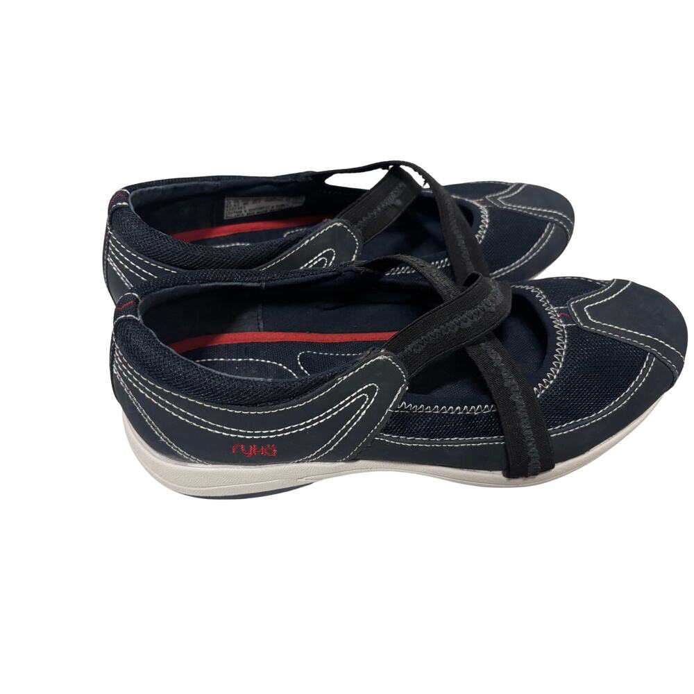 Ryka Walking Shoes Women 8.5 Blue Mesh Leather Comfort Sneakers